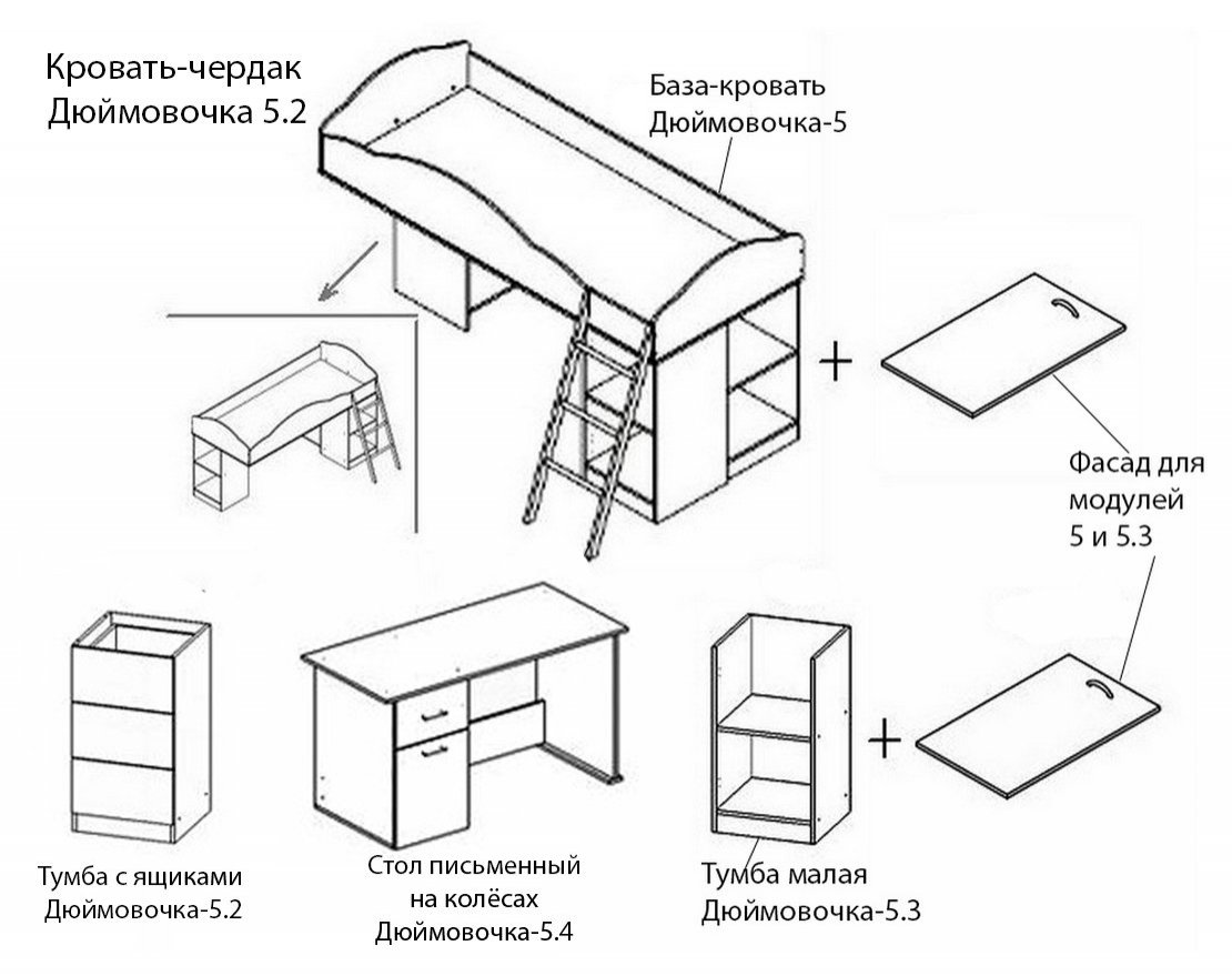 Детская кровать чердак схема сборки